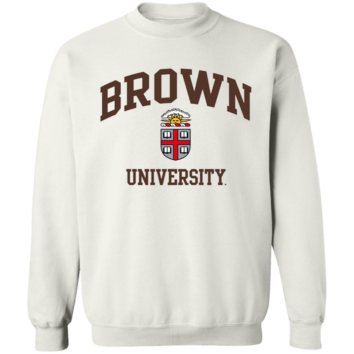 Brown University Men's Crew-Neck Sweatshirt-White - Teechipus