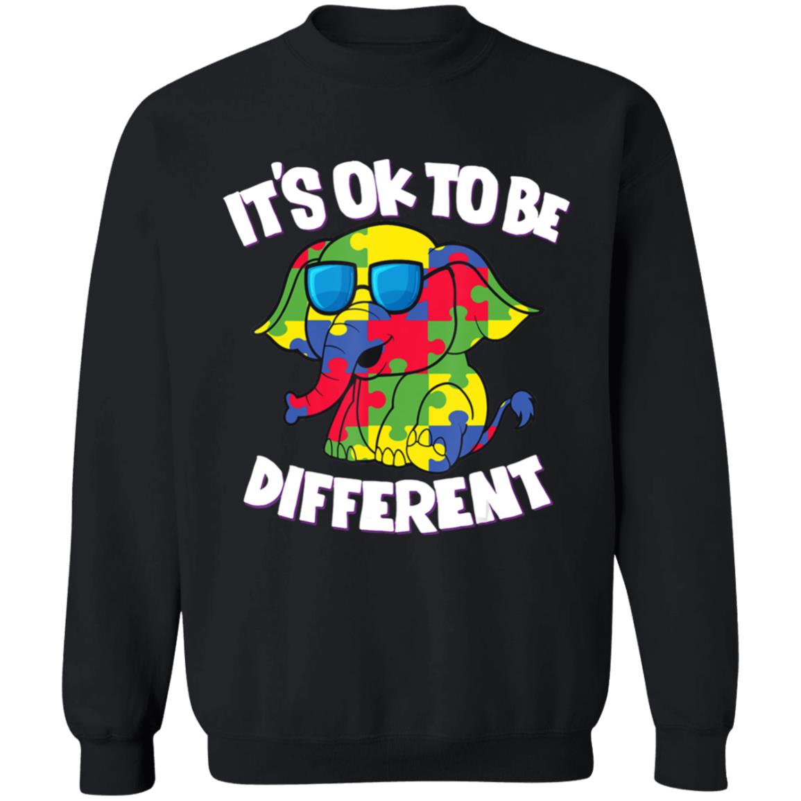 Its Ok To Be Different Autism Awareness Elephant Kids Sweatshirt - Teechipus