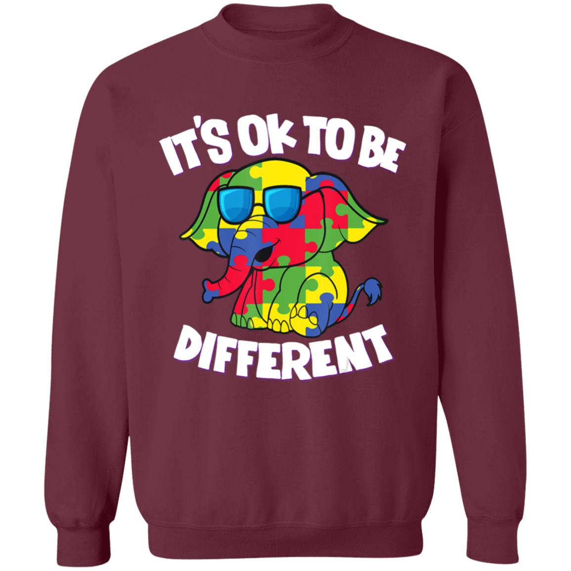Its Ok To Be Different Autism Awareness Elephant Kids Sweatshirt - Teechipus