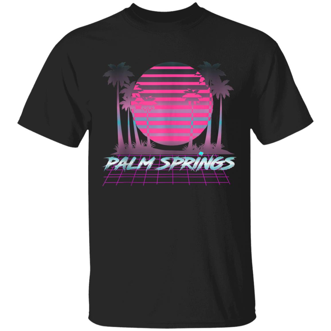 Palm Springs CA Vintage Retro 80s Vaporware Sunset Palm Tree Tank Top t shirt - Teechipus