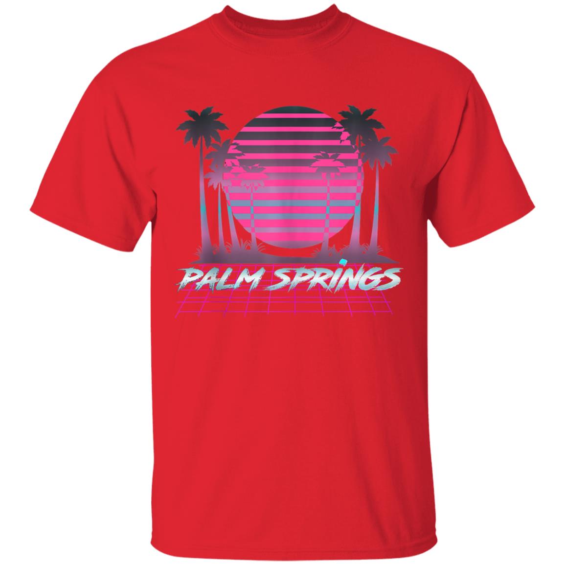 Palm Springs CA Vintage Retro 80s Vaporware Sunset Palm Tree Tank Top t shirt - Teechipus