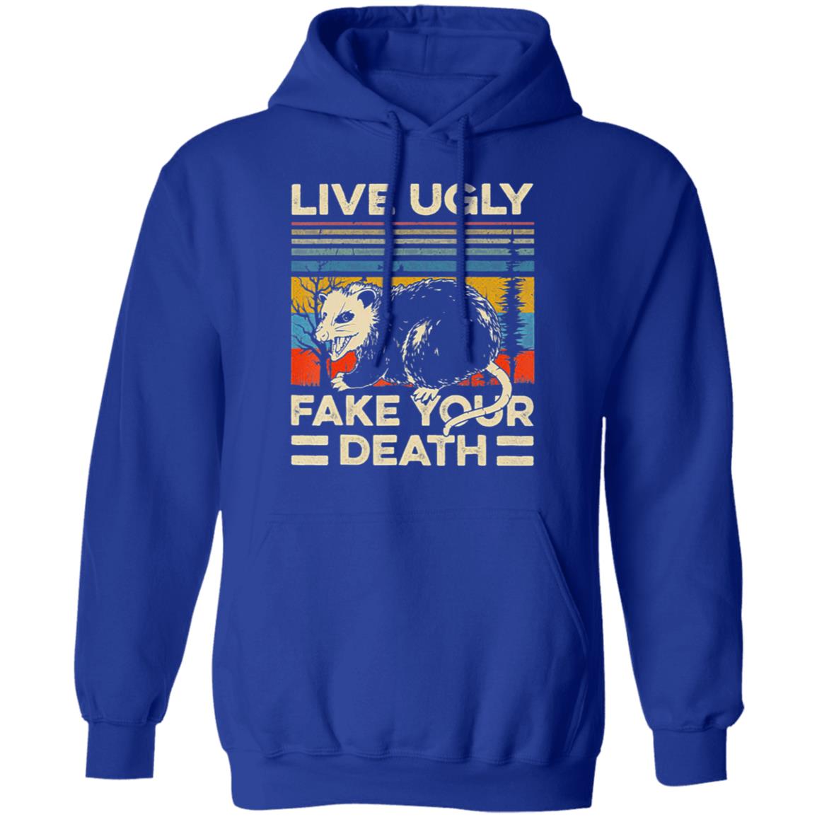 Live Ugly Fake Your Death Retro Vintage Opossum T-Shirt - Teechipus