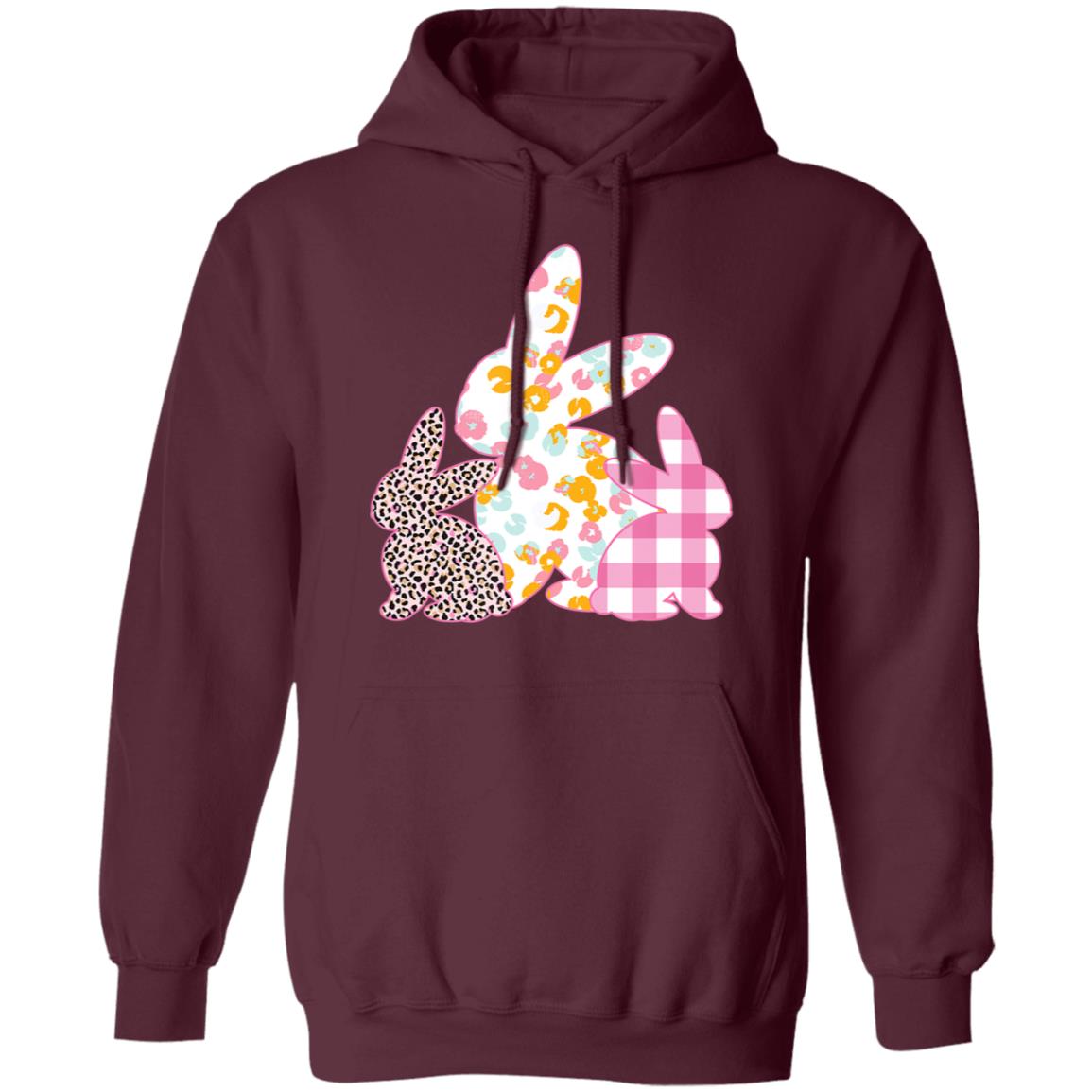 Easter s women girls easter bunny plaid leopard hoodie - Teechipus