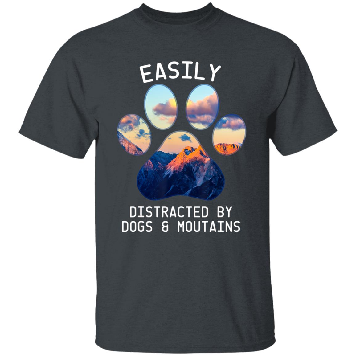 Easily distracted by dog and mountains camping lover t shirt - Teechipus