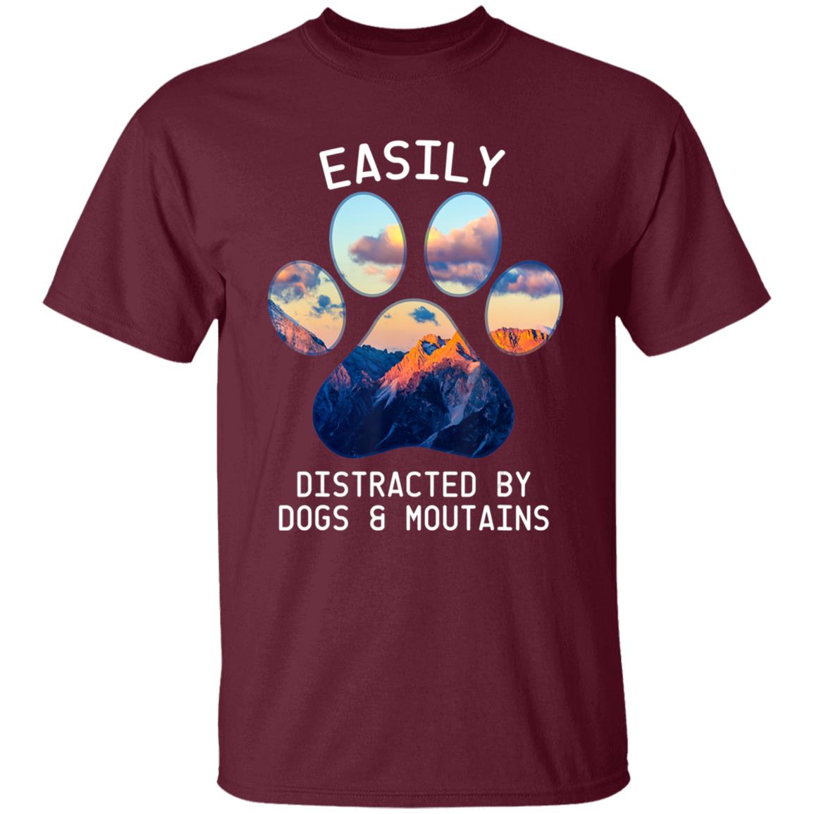 Easily distracted by dog and mountains camping lover t shirt - Teechipus