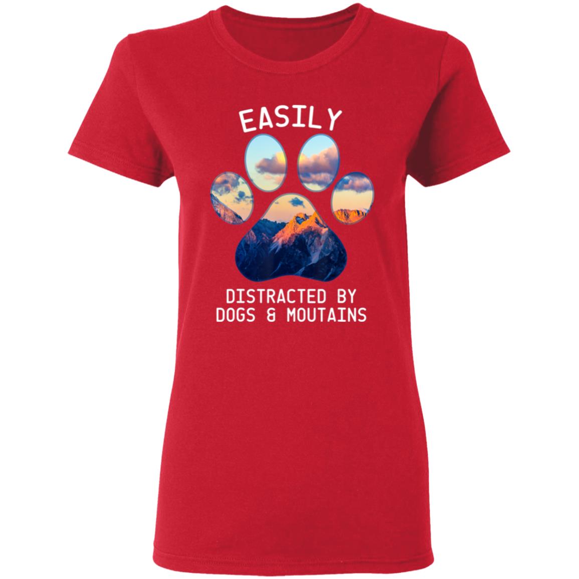 Easily distracted by dog and mountains camping lover t shirt - Teechipus