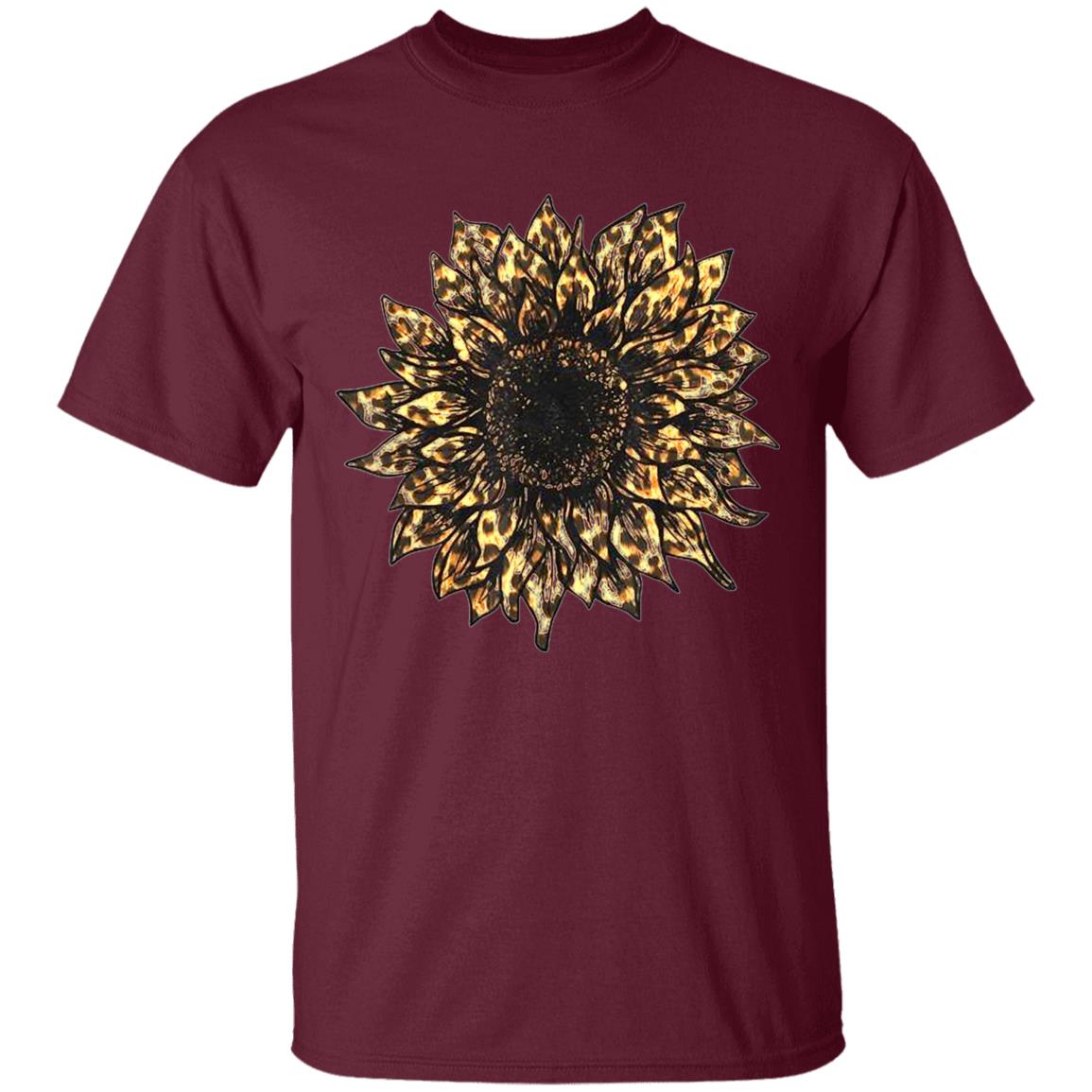 Cool Cheetah Leopard Print Sunflower Tshirt for Women Girls T-Shirt - Teechipus