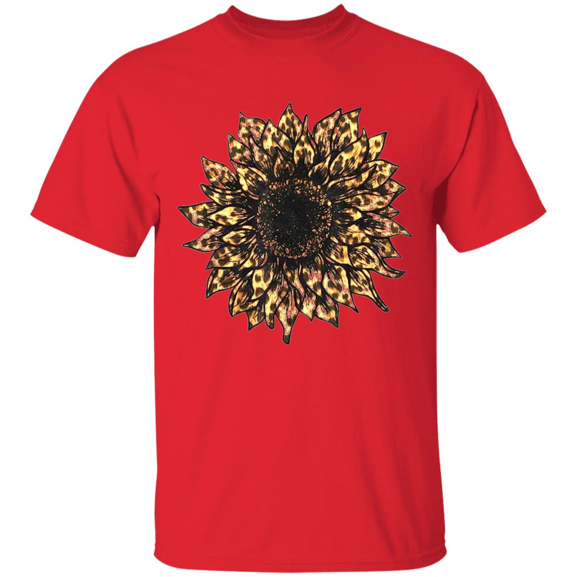 Cool Cheetah Leopard Print Sunflower Tshirt for Women Girls T-Shirt - Teechipus