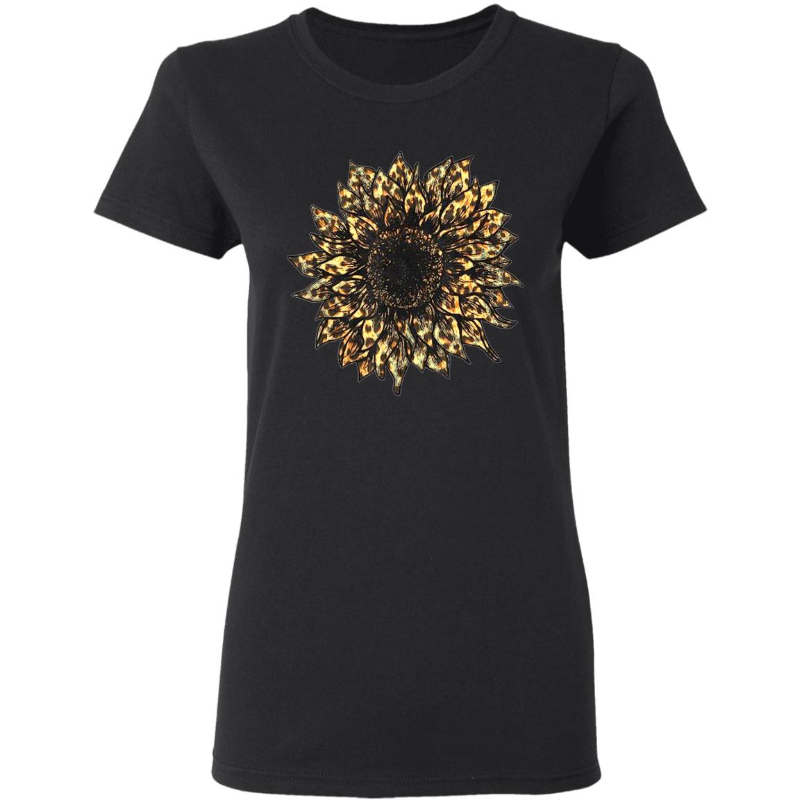 Cool Cheetah Leopard Print Sunflower Tshirt for Women Girls T-Shirt - Teechipus