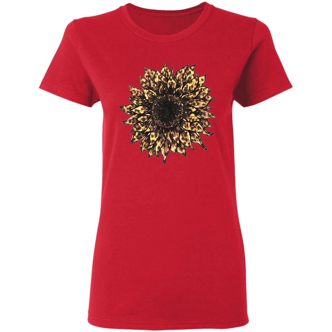 Cool Cheetah Leopard Print Sunflower Tshirt for Women Girls T-Shirt - Teechipus
