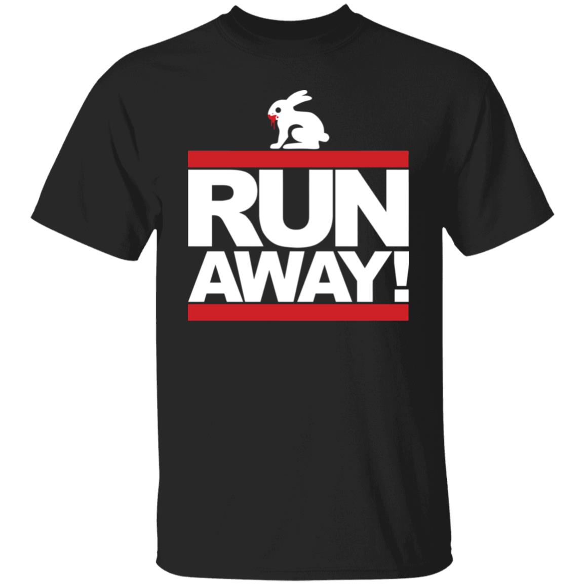 Mens Run Away Rabbit T Shirt Funny Shirt Black - Teechipus