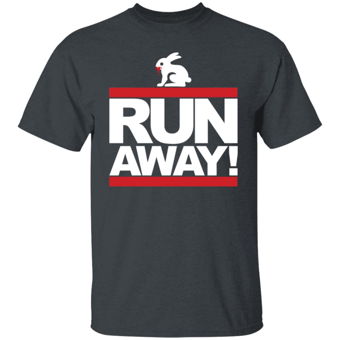 Mens Run Away Rabbit T Shirt Funny Shirt Black - Teechipus