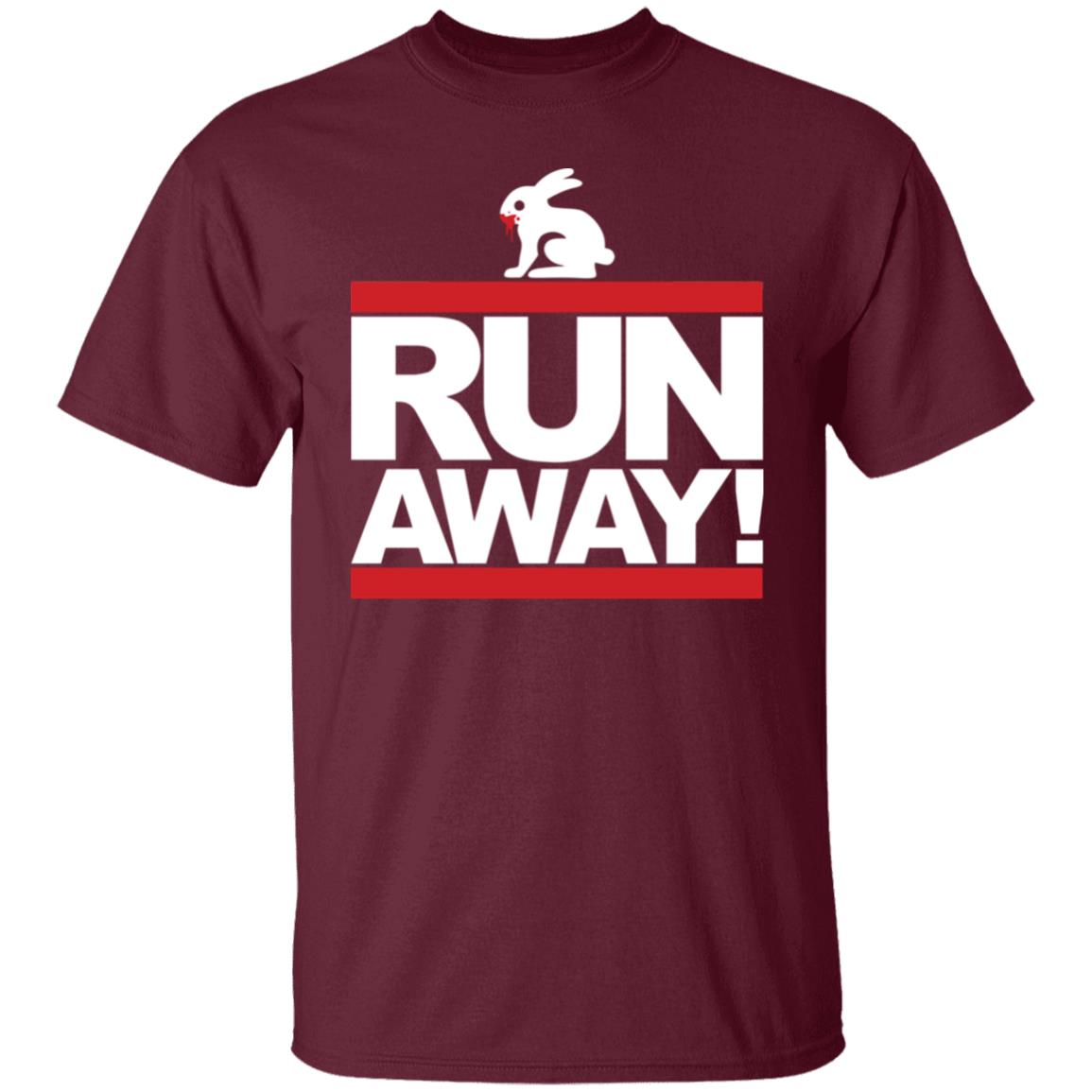 Mens Run Away Rabbit T Shirt Funny Shirt Black - Teechipus