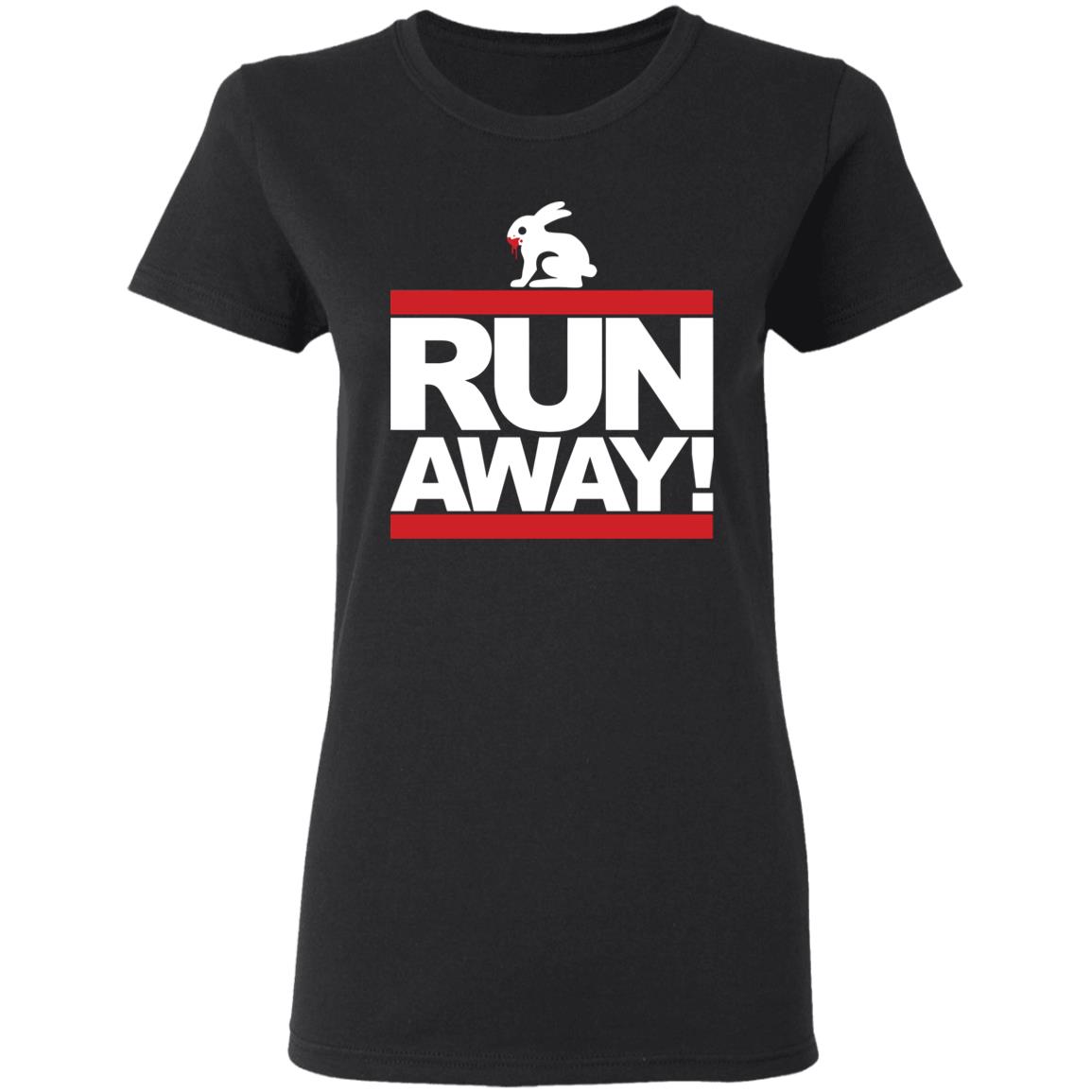 Mens Run Away Rabbit T Shirt Funny Shirt Black - Teechipus