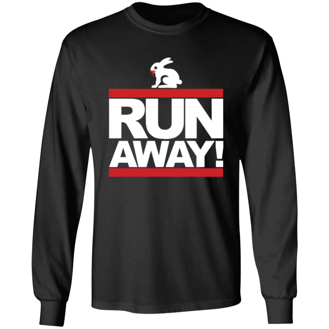 Mens Run Away Rabbit T Shirt Funny Shirt Black - Teechipus