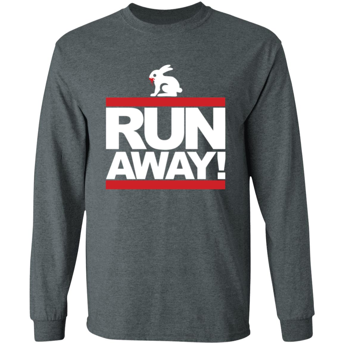 Mens Run Away Rabbit T Shirt Funny Shirt Black - Teechipus