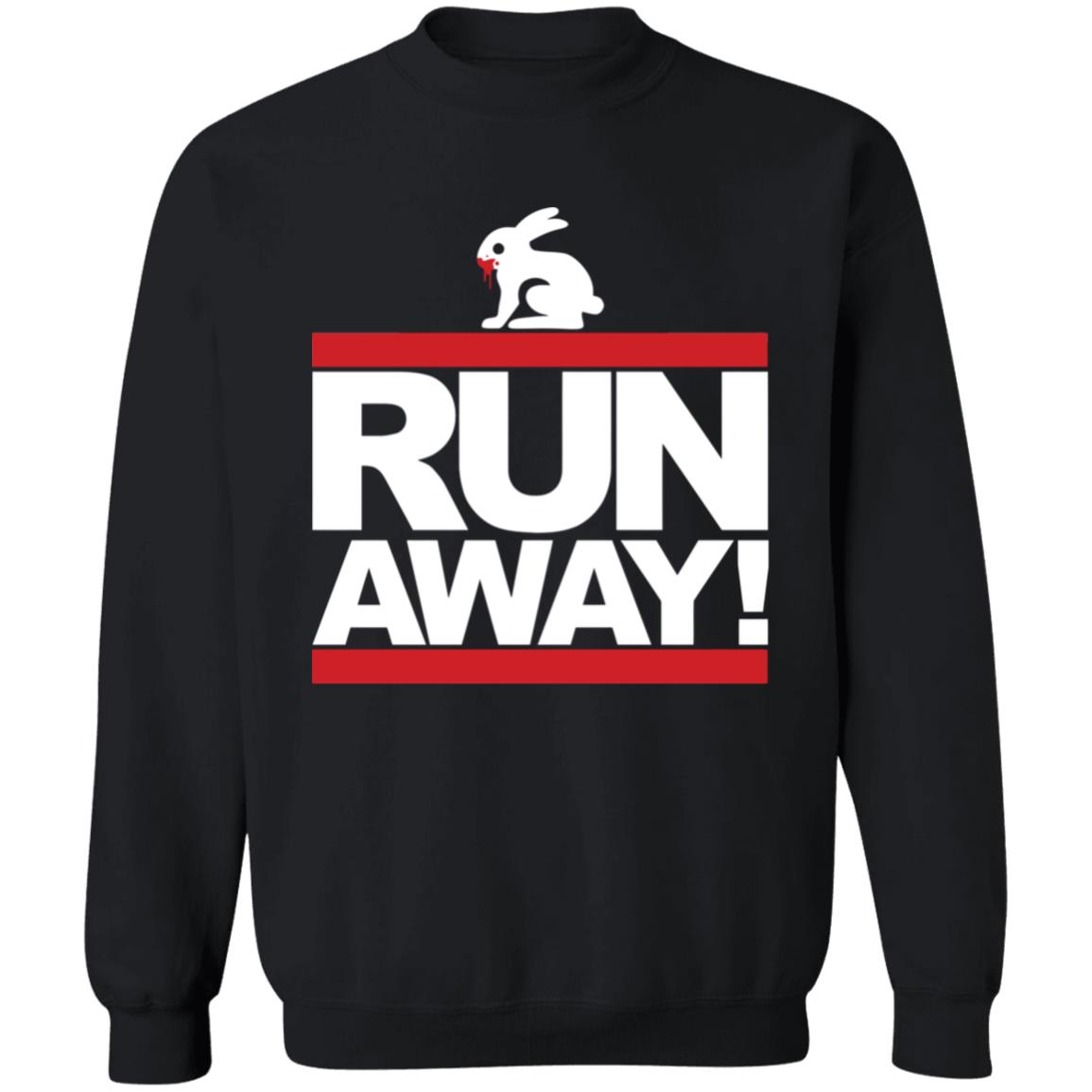 Mens Run Away Rabbit T Shirt Funny Shirt Black - Teechipus