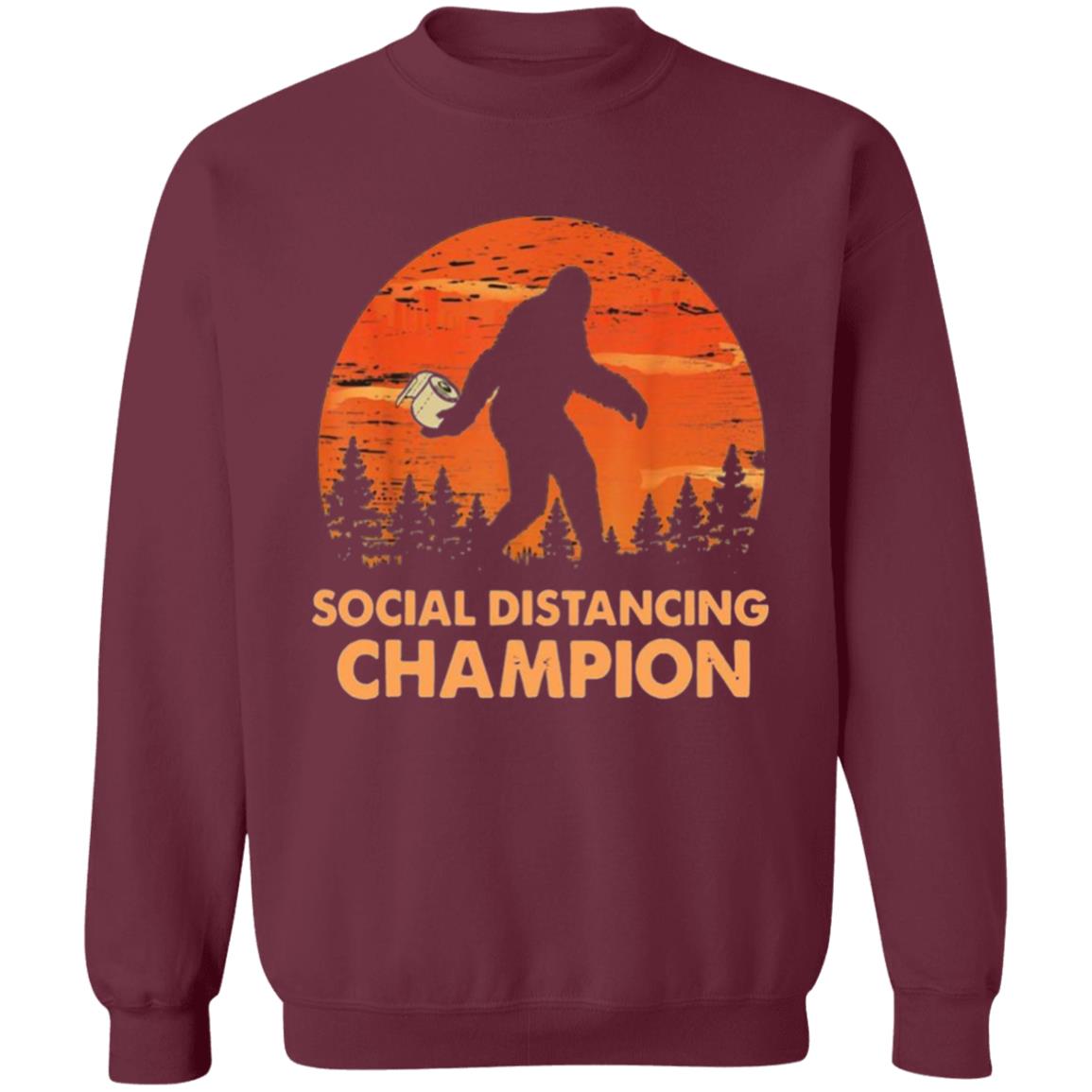Bigfoot Toilet Paper Social Distancing Champion T Shirt - Teechipus