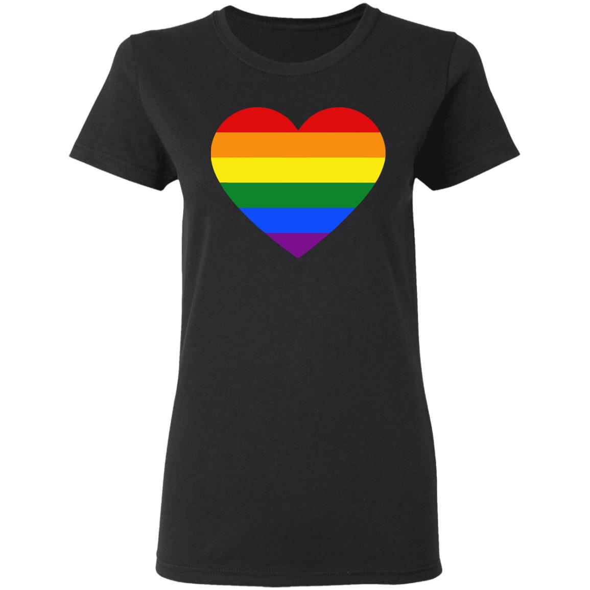 Rainbow Heart Lesbian Pride LGBT Pride G T Shirt - Teechipus
