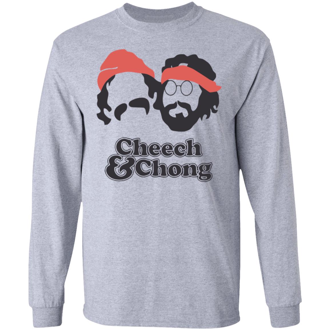 Cheech & Chong Men's Face Outline T Shirt Sport Grey Hoodie Sweatshirt - Teechipus