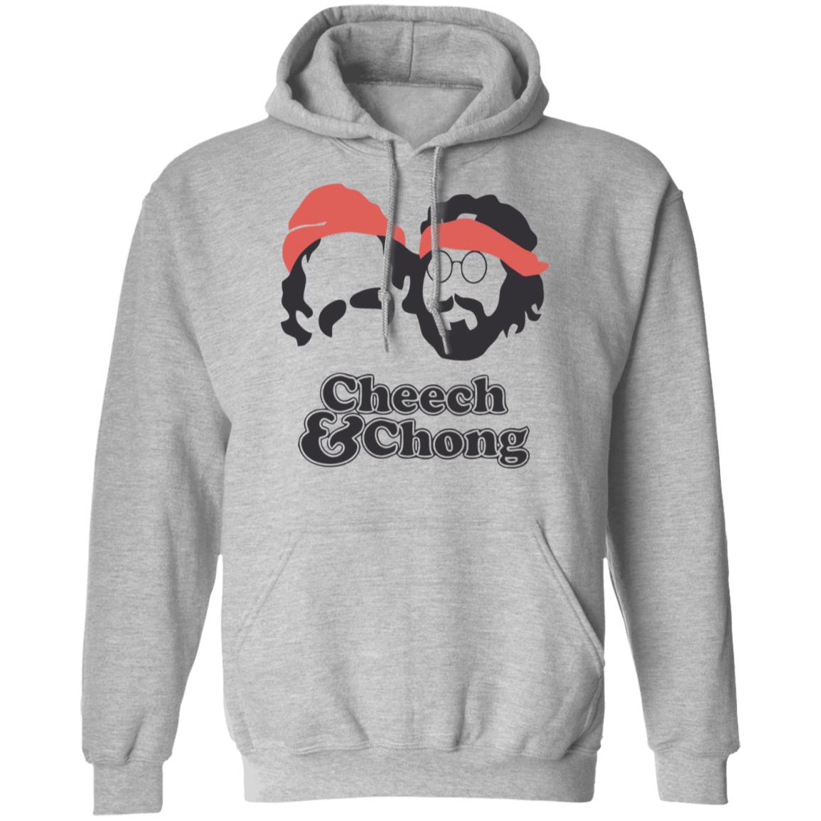 Cheech & Chong Men's Face Outline T Shirt Sport Grey Hoodie Sweatshirt - Teechipus