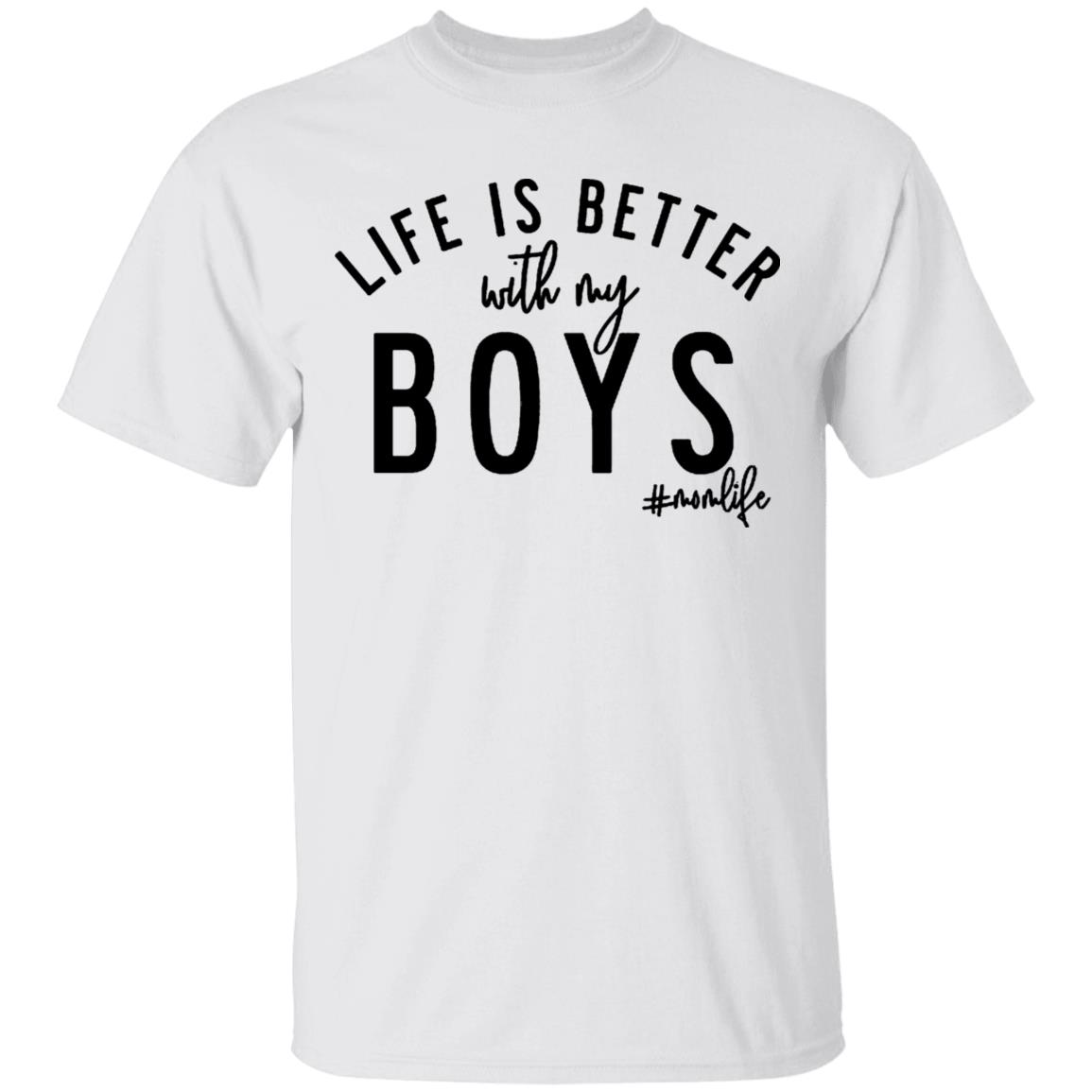 Life is Better with my Boys Boy Mom Shirt Graphic Tee Shirts for Moms Mother's Day Gift Boy Mama Mom of Boys Shirts - Teechipus