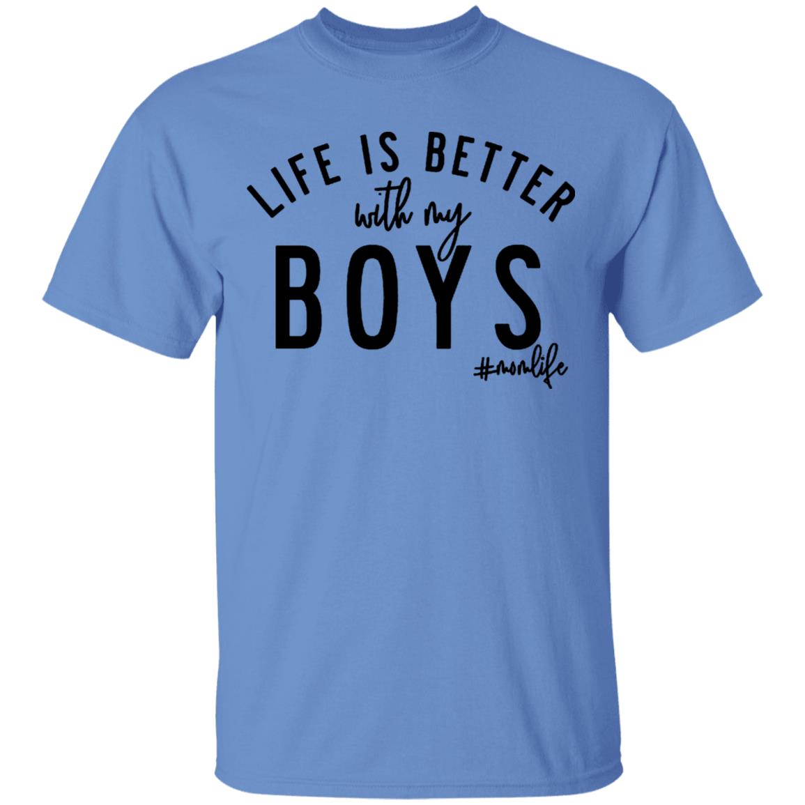 Life is Better with my Boys Boy Mom Shirt Graphic Tee Shirts for Moms Mother's Day Gift Boy Mama Mom of Boys Shirts - Teechipus