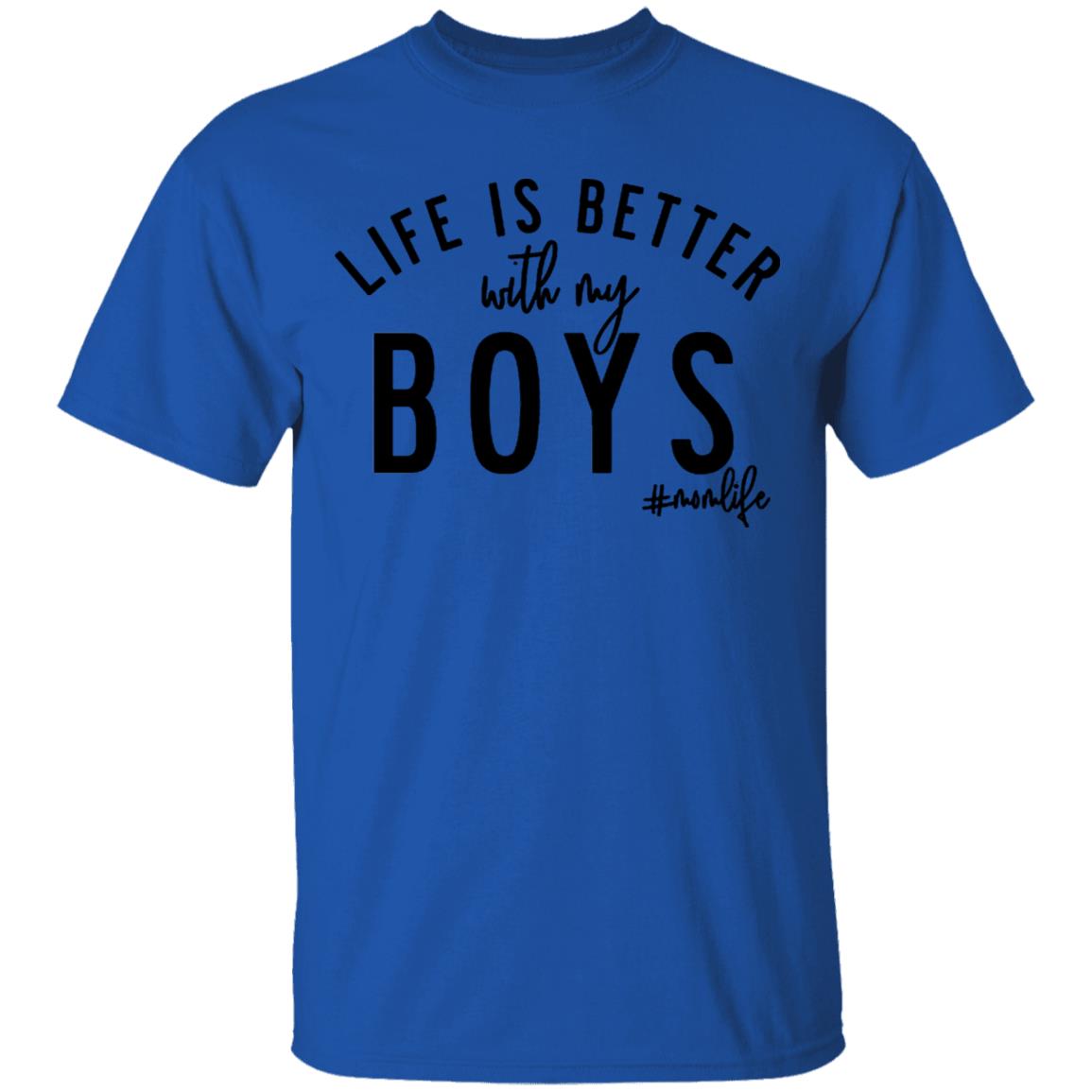 Life is Better with my Boys Boy Mom Shirt Graphic Tee Shirts for Moms Mother's Day Gift Boy Mama Mom of Boys Shirts - Teechipus