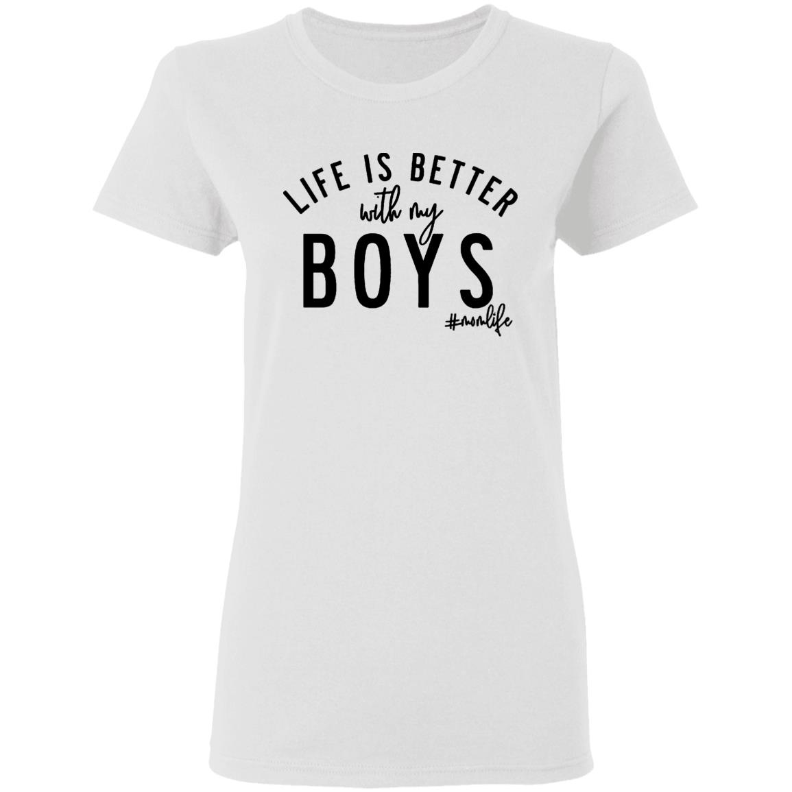 Life is Better with my Boys Boy Mom Shirt Graphic Tee Shirts for Moms Mother's Day Gift Boy Mama Mom of Boys Shirts - Teechipus