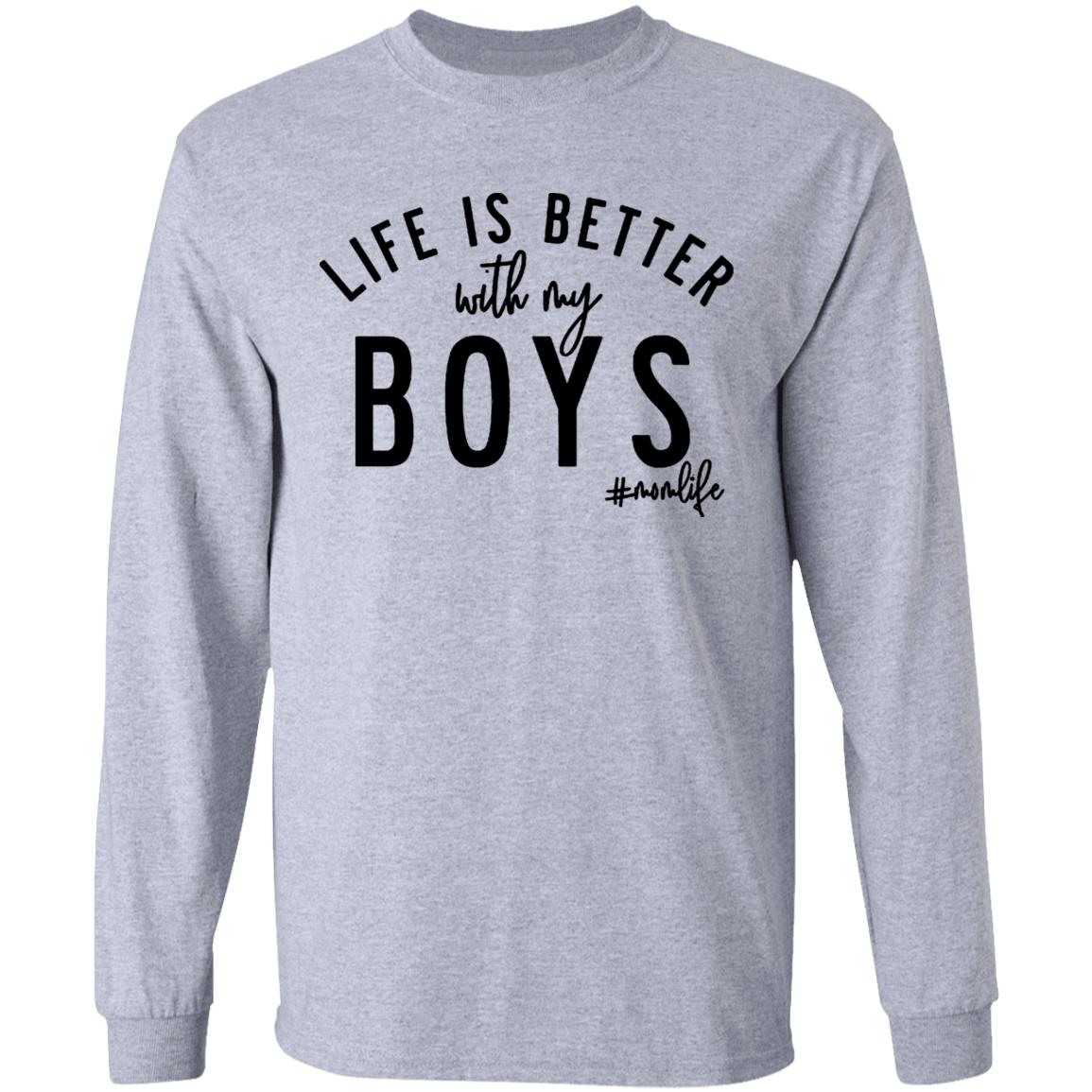 Life is Better with my Boys Boy Mom Shirt Graphic Tee Shirts for Moms Mother's Day Gift Boy Mama Mom of Boys Shirts - Teechipus