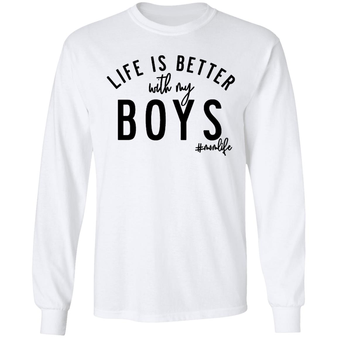 Life is Better with my Boys Boy Mom Shirt Graphic Tee Shirts for Moms Mother's Day Gift Boy Mama Mom of Boys Shirts - Teechipus