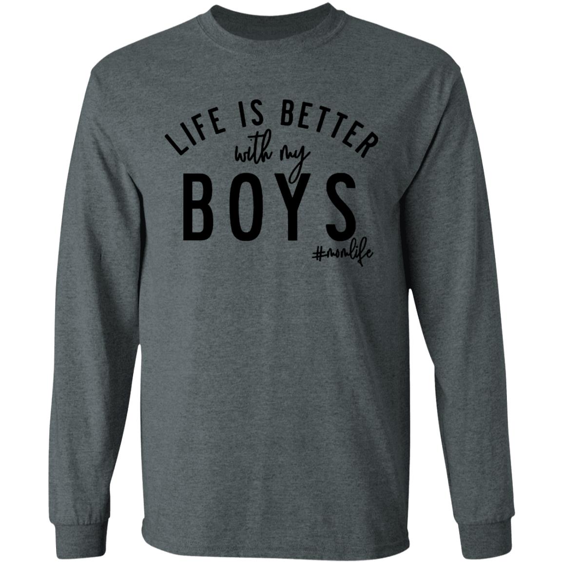 Life is Better with my Boys Boy Mom Shirt Graphic Tee Shirts for Moms Mother's Day Gift Boy Mama Mom of Boys Shirts - Teechipus