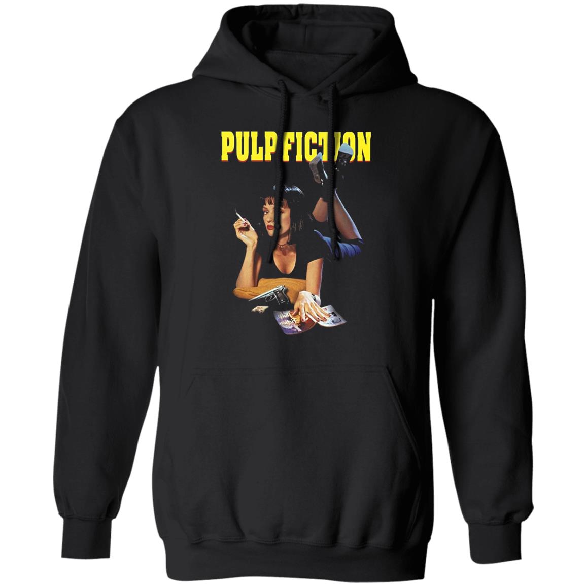 Pulp Fiction hoodie This short-sleeve black tee features the Pulp Fiction graphics with Mia on front. Black T Shirt Hoodie Sweatshirt Plus Size - Teechipus