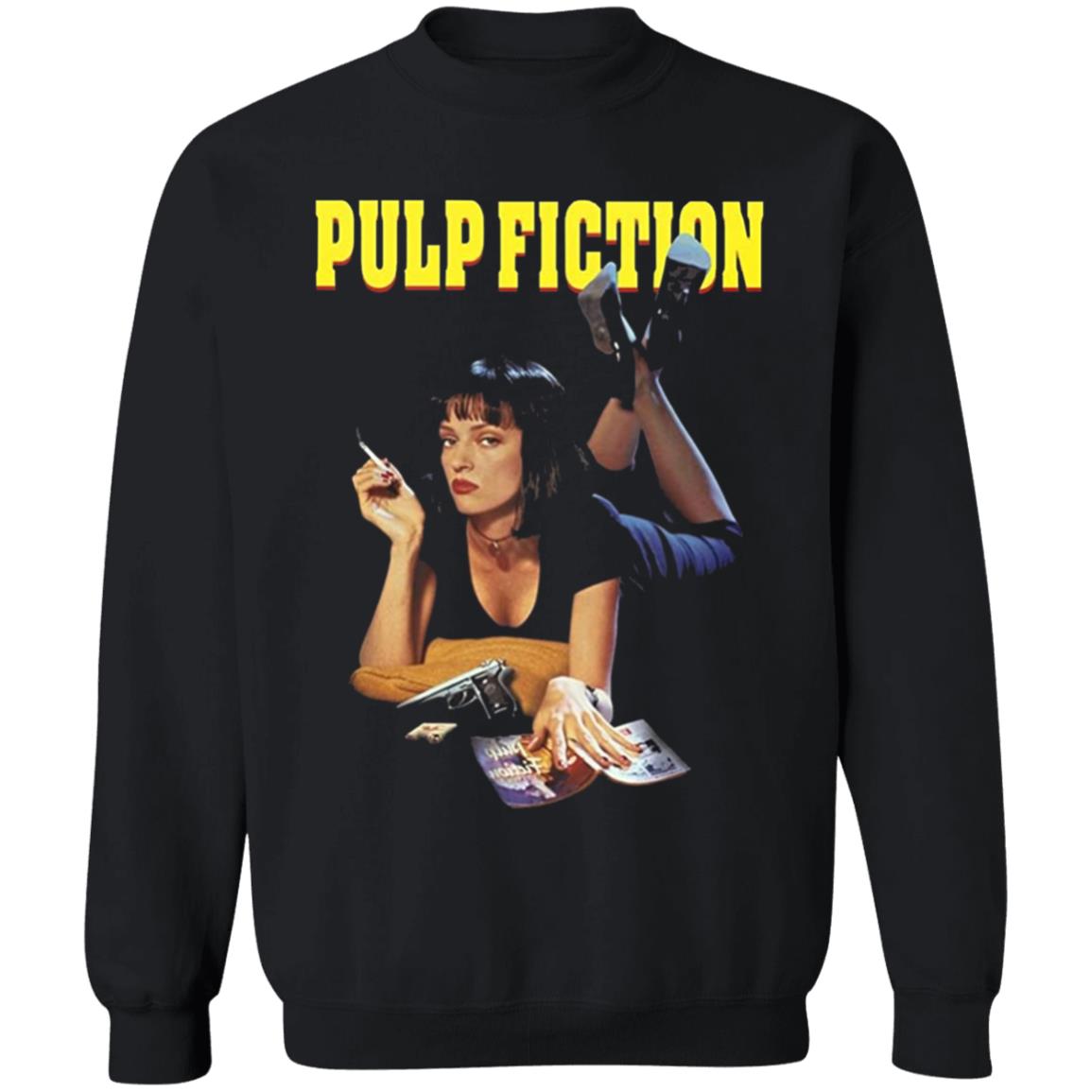 Pulp Fiction hoodie This short-sleeve black tee features the Pulp Fiction graphics with Mia on front. Black T Shirt Hoodie Sweatshirt Plus Size - Teechipus