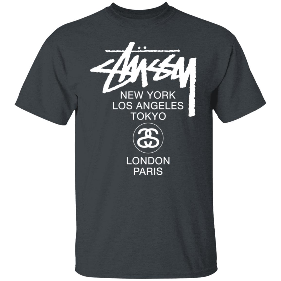 World Tour Crew In Black WORLD TOUR Stussy T Shirt - Teechipus
