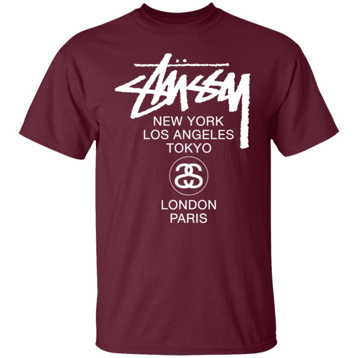 World Tour Crew In Black WORLD TOUR Stussy T Shirt - Teechipus