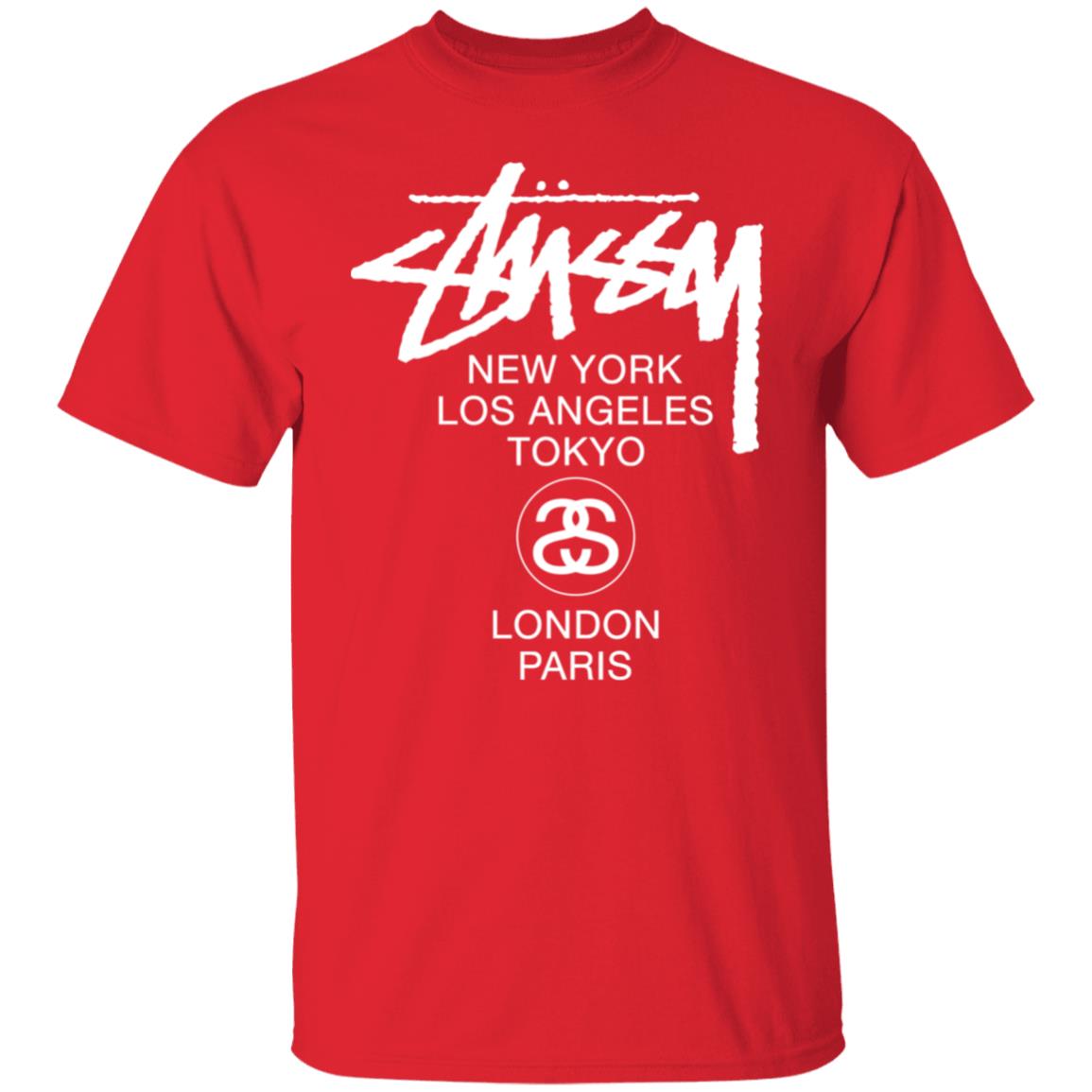 World Tour Crew In Black WORLD TOUR Stussy T Shirt - Teechipus