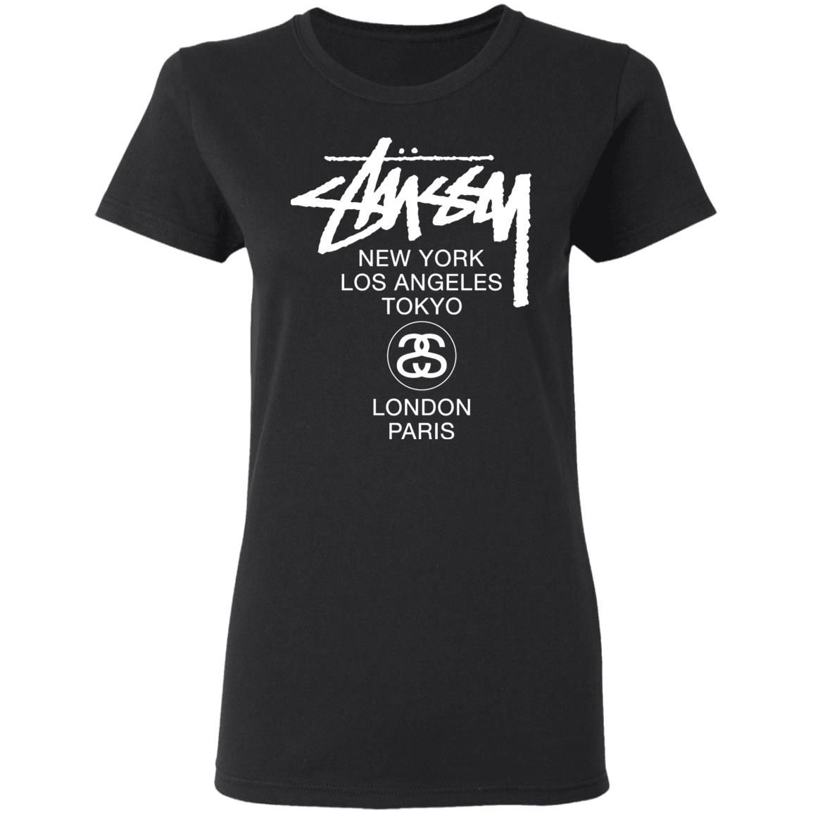 World Tour Crew In Black WORLD TOUR Stussy T Shirt - Teechipus