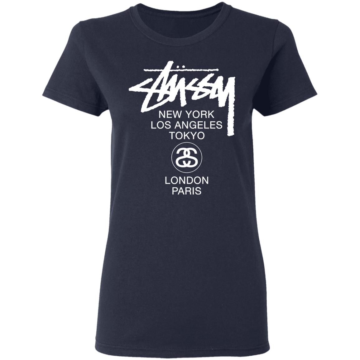 World Tour Crew In Black WORLD TOUR Stussy T Shirt - Teechipus