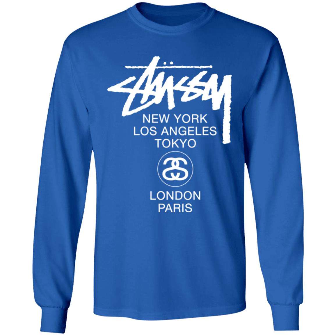 World Tour Crew In Black WORLD TOUR Stussy T Shirt - Teechipus