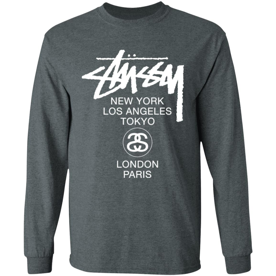 World Tour Crew In Black WORLD TOUR Stussy T Shirt - Teechipus