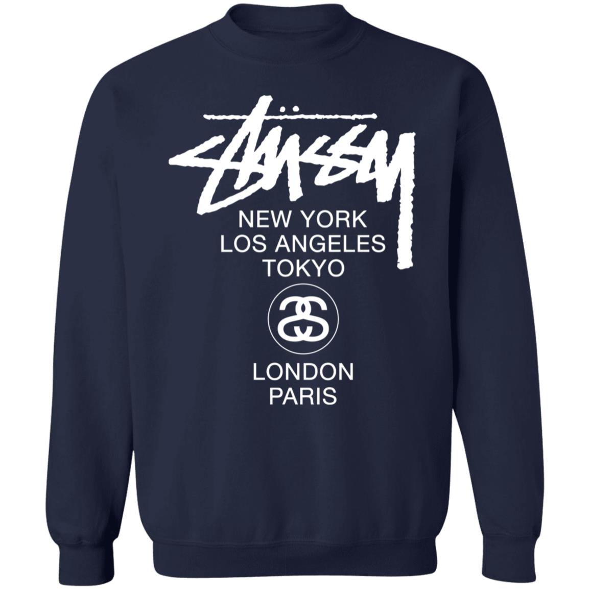 World Tour Crew In Black WORLD TOUR Stussy T Shirt - Teechipus