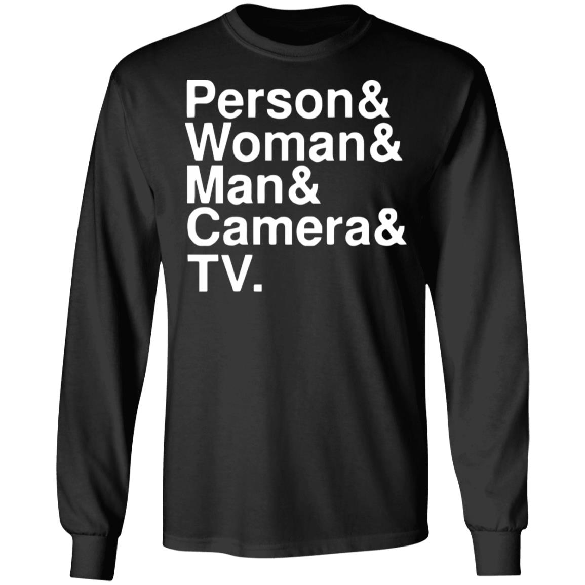 person woman man camera tv shirt black hoodie t shirt - Teechipus