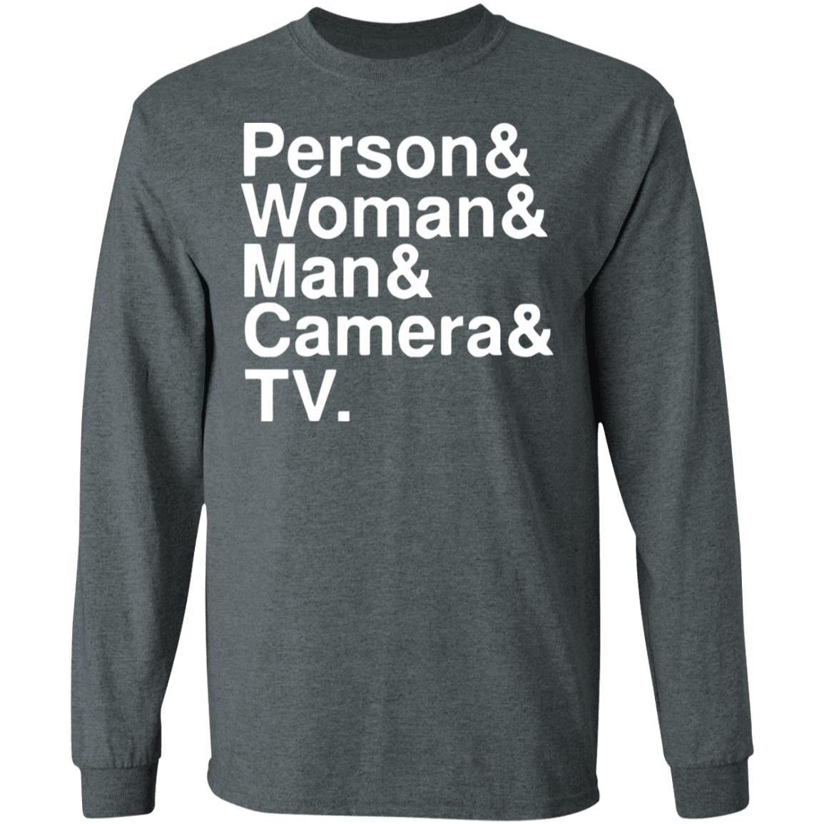 person woman man camera tv shirt black hoodie t shirt - Teechipus