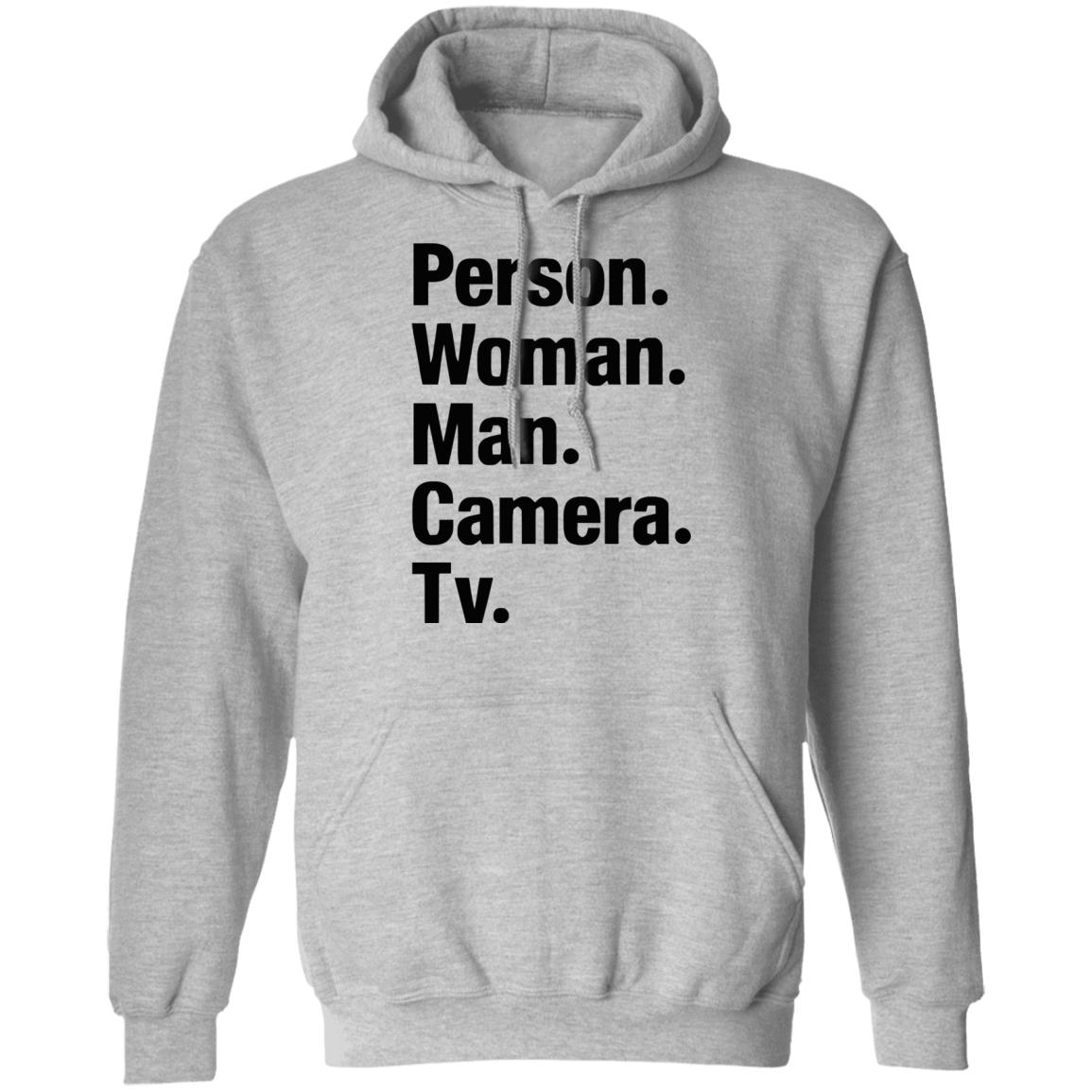 person woman man camera tv t shirt white hoodie - Teechipus