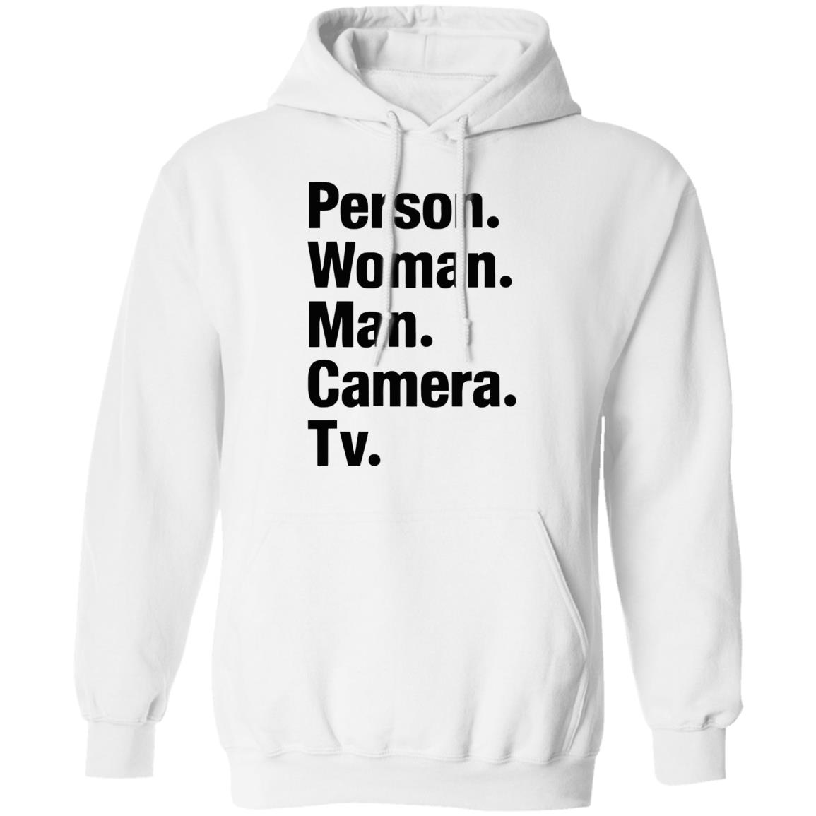 person woman man camera tv t shirt white hoodie - Teechipus