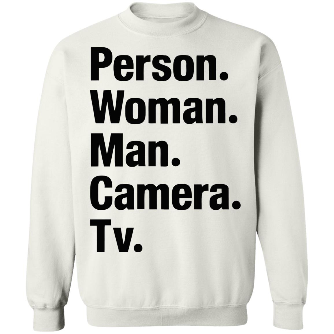 person woman man camera tv t shirt white hoodie - Teechipus