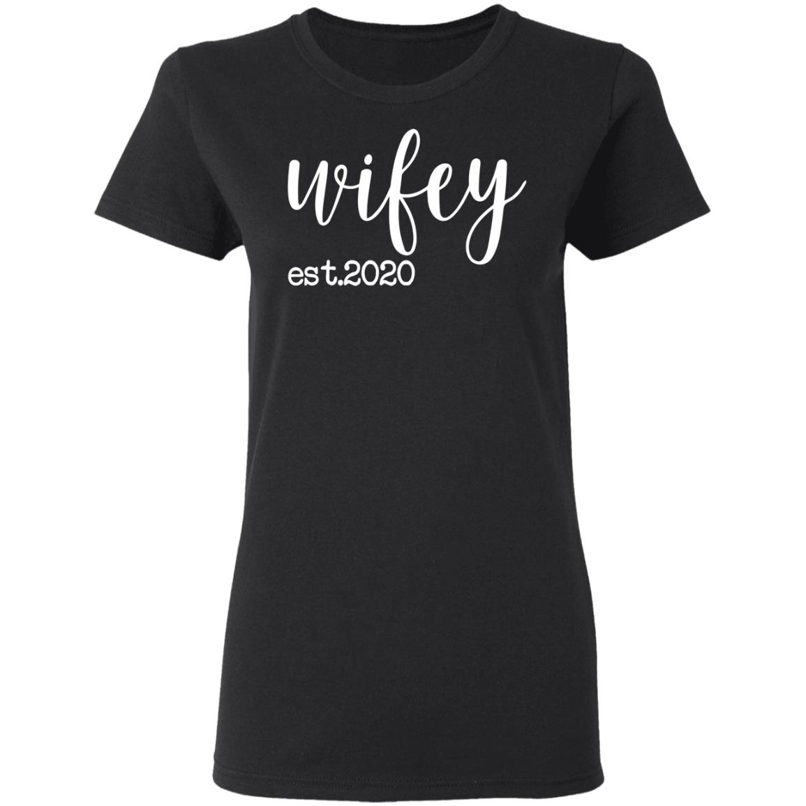 wifey est 2020 shirt black hoodie t shirt - Teechipus