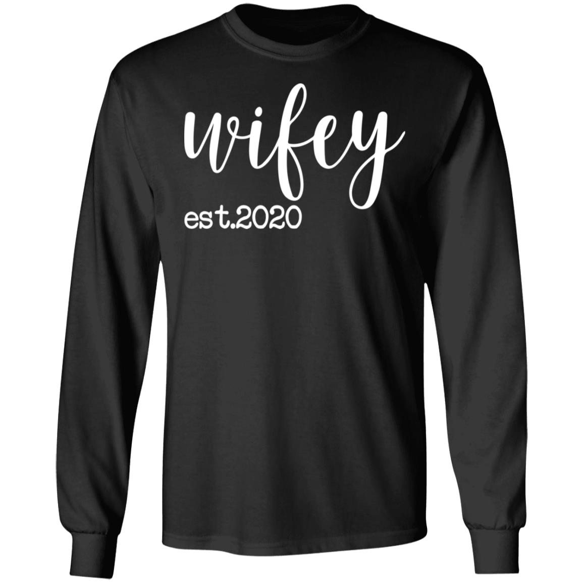wifey est 2020 shirt black hoodie t shirt - Teechipus