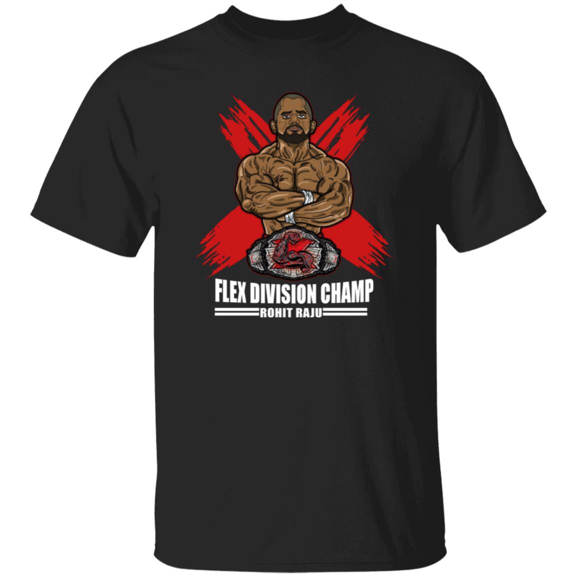Flex Division Champion Rohit Raju SHIRT Black Hoodie Sweatshirt - Teechipus